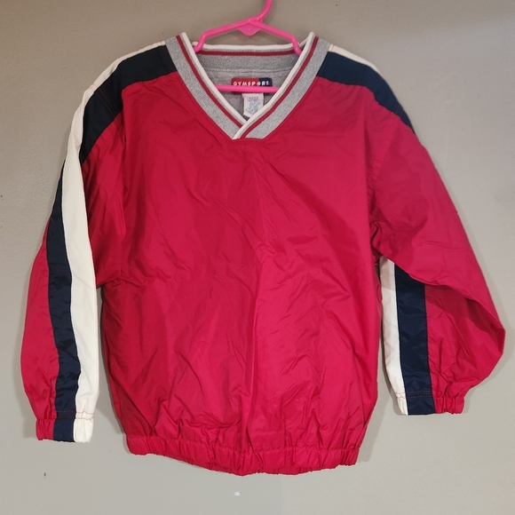 Kids Gymsport Vintage Athletic Windbreaker Pullover Size L fits 5 Or 6 Red - Picture 1 of 3